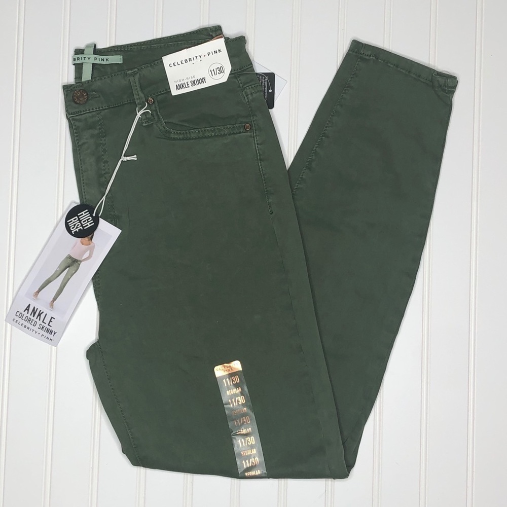 Celebrity Pink green high rise skinny pant, NWT 11